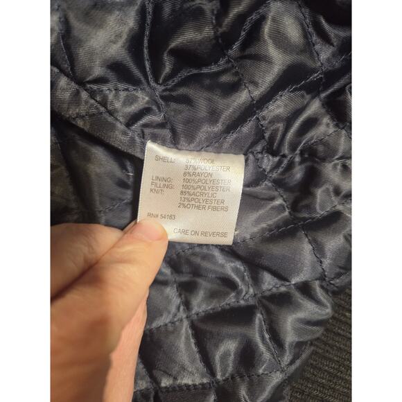 Vintage Calvin Klein Wool Bomber Jacket Men’s 2XL Black Collared Designer Coat - Picture 12 of 15